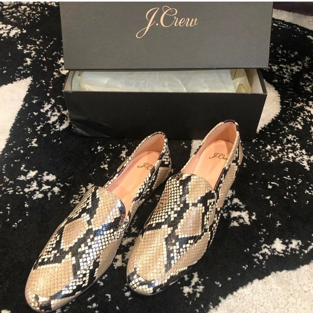 NBW J Crew snake embossed leather shoes size 10